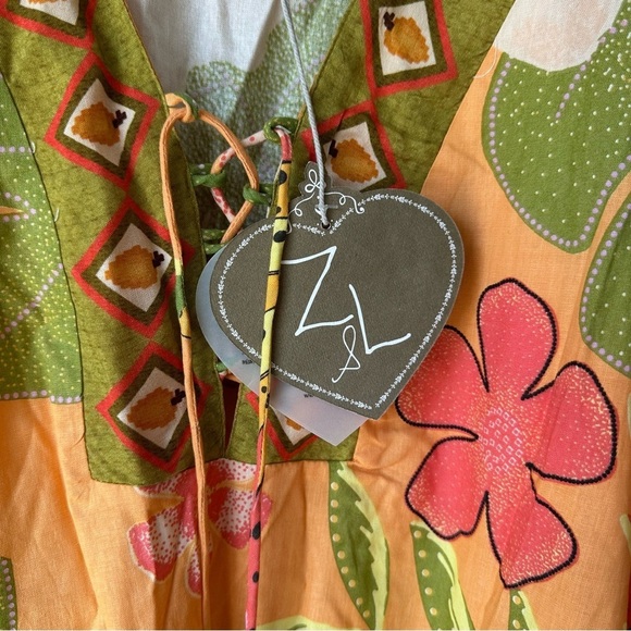 Z&L Europe Colorful Floral Boho Tunic Top, Swim Cover-Up, M - Picture 11 of 12
